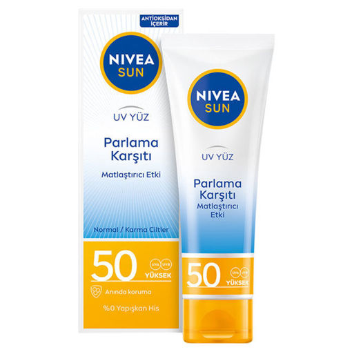 Nivea Sun Uv Yüz Parlama Karşıtı Gkf 50 50 Ml nin resmi