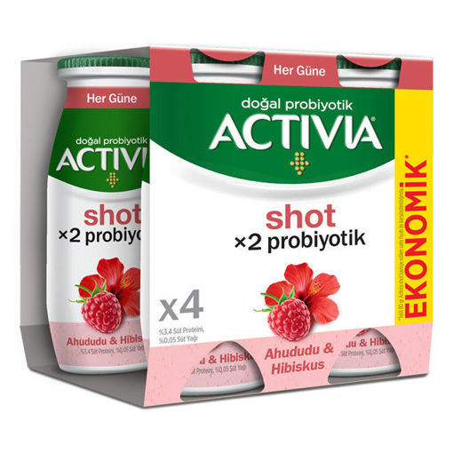 Activia Shot X2 Probiyotik Ahududu&Hibiskus 4X80Ml nin resmi